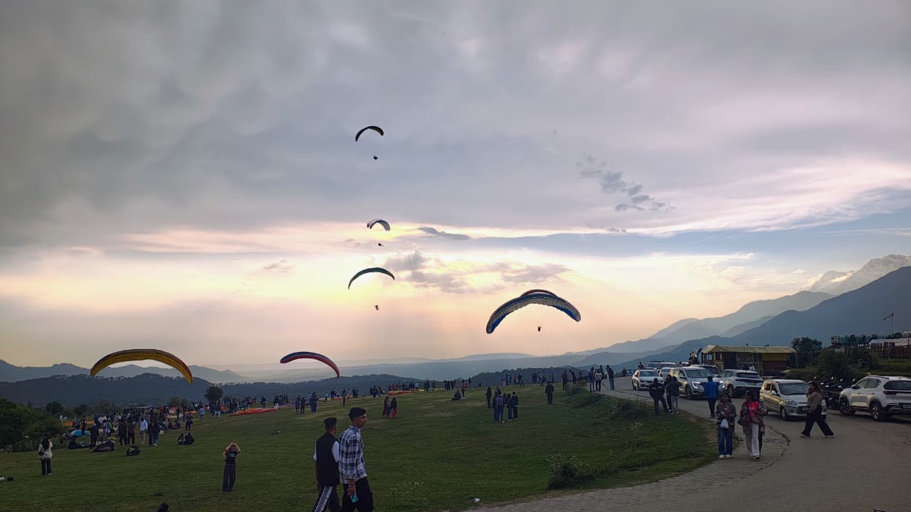 Scenic aerial view of paragliding landing site in Bir Billing